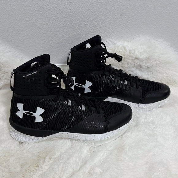 Under Armour Shoes - Under Armour Highlight Ace Sneakers Black White Mid-Top Volleyball Shoes